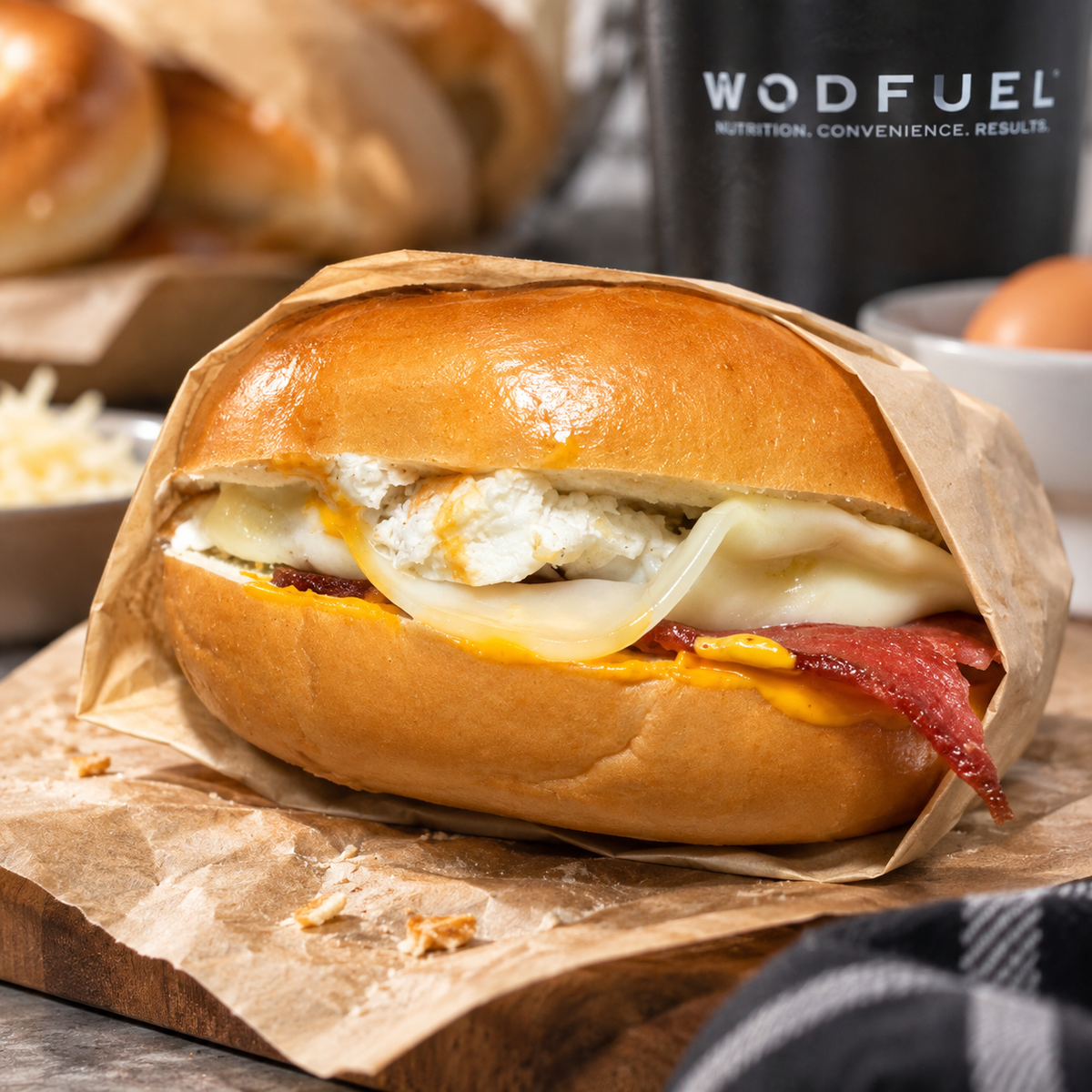 Turkey Bacon, Egg White & Provolone Bagel